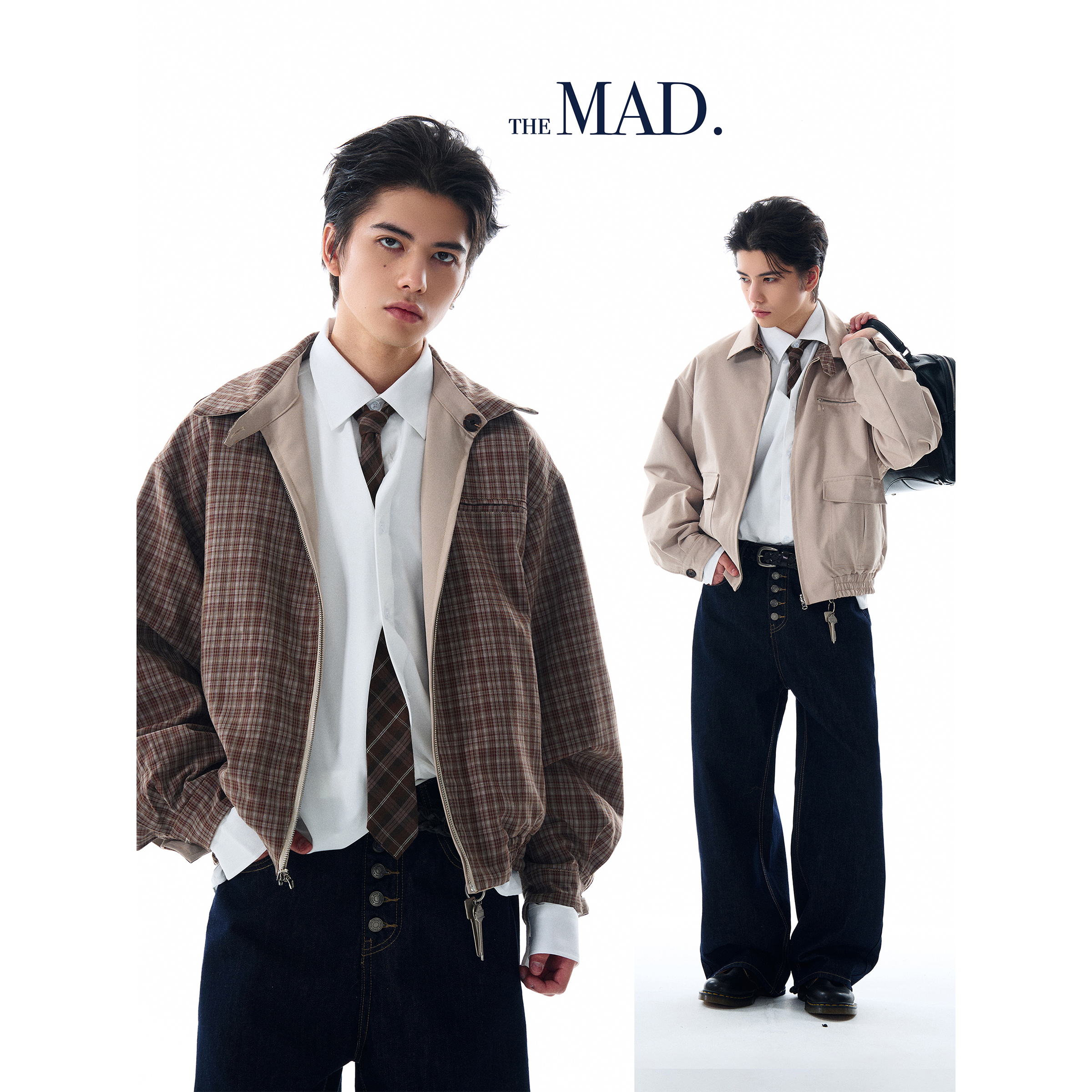 MADWITCH复古双面穿哈灵顿夹克