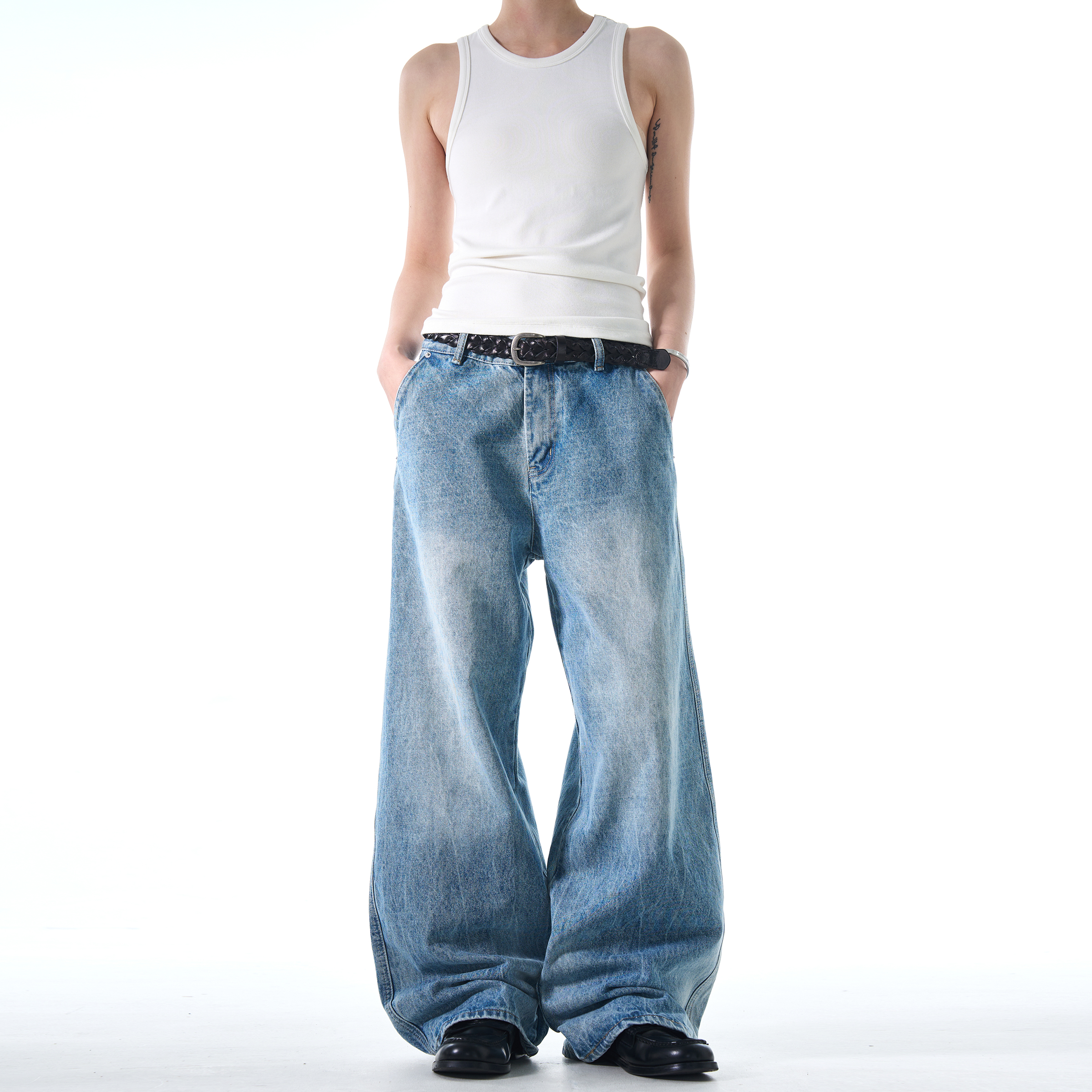 MADWITCH美式复古水洗牛仔裤