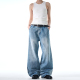 做旧阔腿裤 男女宽松cleanfit经典 子潮 复古水洗牛仔裤 MADWITCH美式