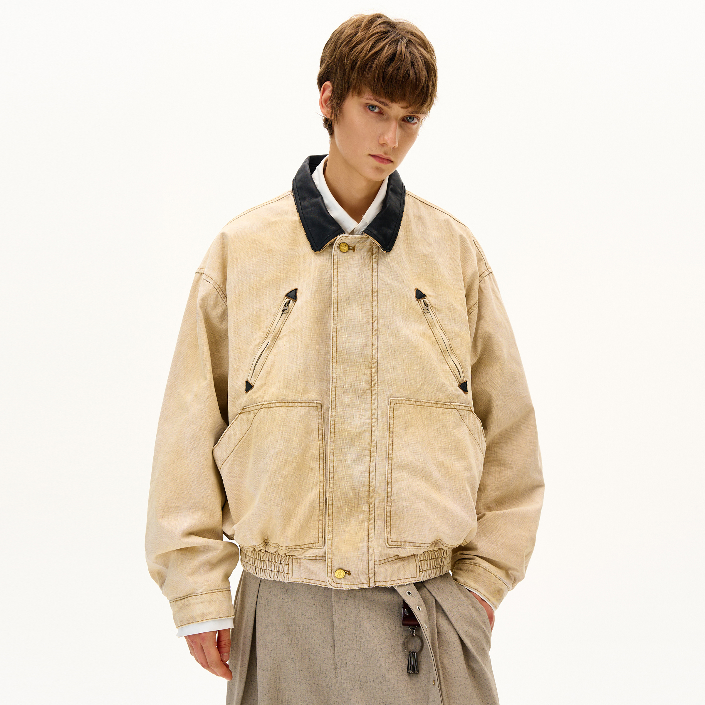 MADWITCH美式复古做旧巴恩风工装夹克棉服男女宽松痞帅设计感外套