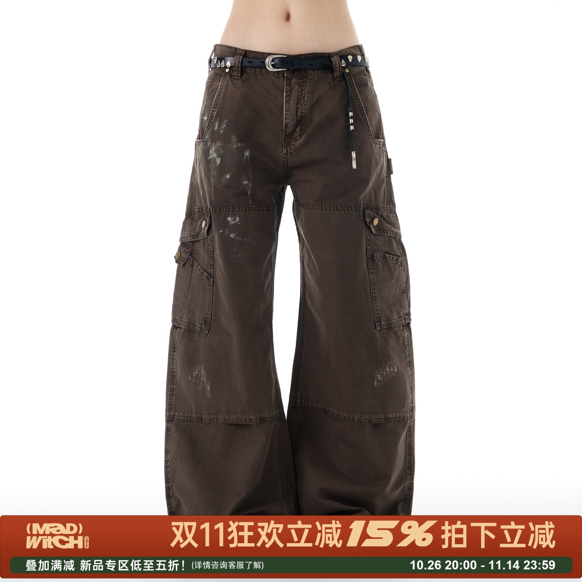 MADWITCH美式dirtyfit工装牛仔裤