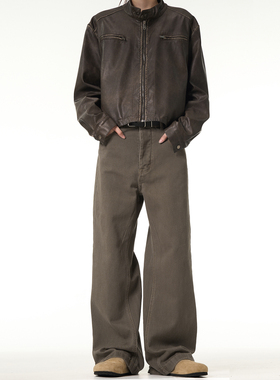 MADWITCH新款复古直筒牛仔裤男vintage美式休闲小众cleanfit长裤