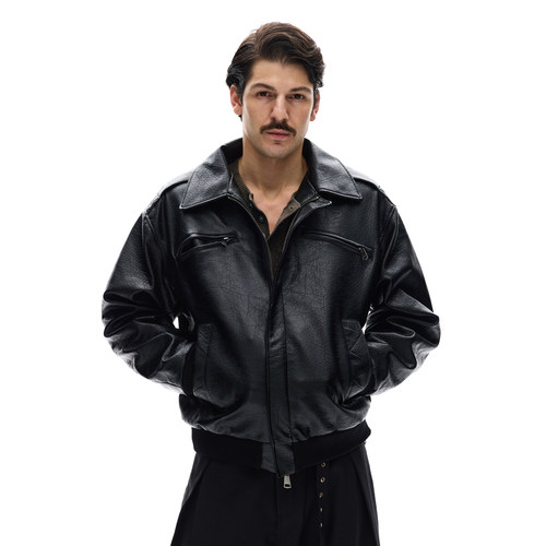 MADWITCH美式复古做旧纹理夹克潮