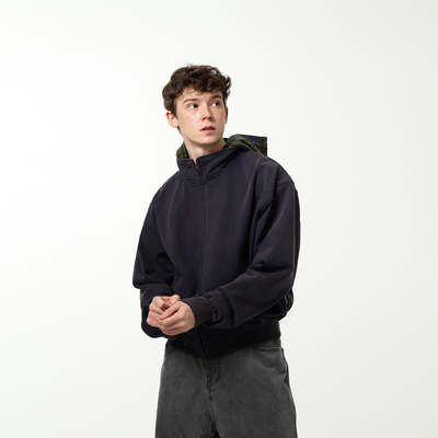 MADWITCH美式复古格纹帽衫