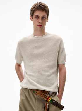 MADWITCH复古简约亚麻天丝针织短袖T恤男女休闲百搭cleanfit上衣