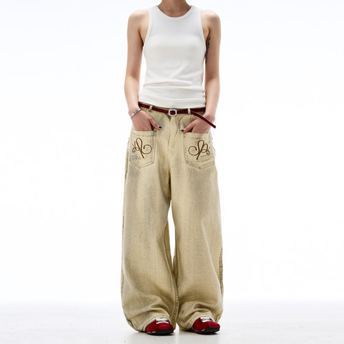 MADWITCH复古dirtyfit抹脏牛仔裤