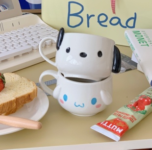 韩国ins可爱帕恰狗玉桂狗浮雕马克杯卡通陶瓷水杯咖啡杯牛奶杯