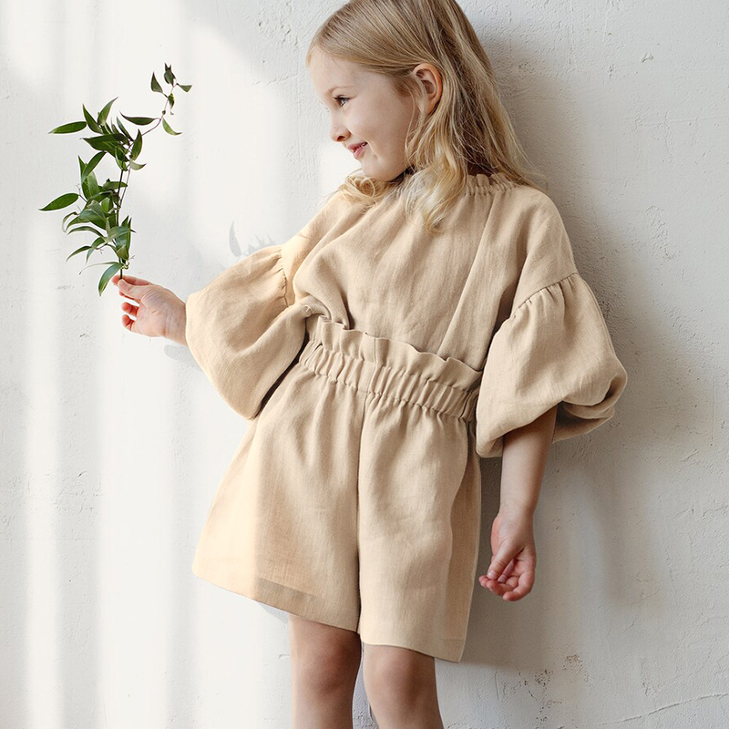 MCAO森系童装女宝宝亚麻衬衫灯笼袖春装女童T恤上衣宽松棉麻套装,童装/婴儿装/亲子装,套装,淘宝优惠券,粉丝福利购,淘宝优惠卷