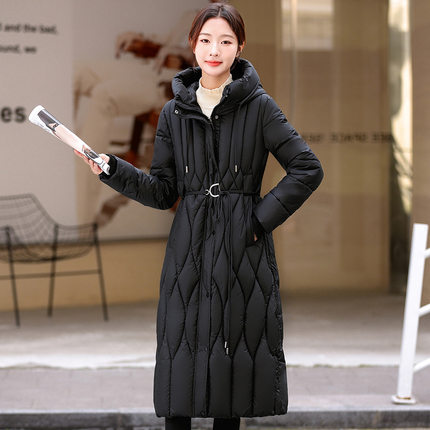 官方正品女士棉服2024新款冬季长款过膝羽绒棉衣加厚收腰显瘦