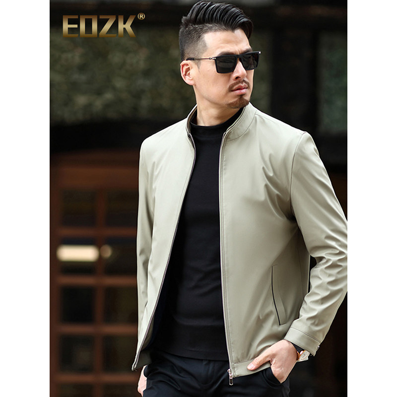 Eozk轻商务时尚夹克男2025秋冬新款立领免烫纯色中年男士薄款外套,男装,夹克,淘宝优惠券,粉丝福利购,淘宝优惠卷