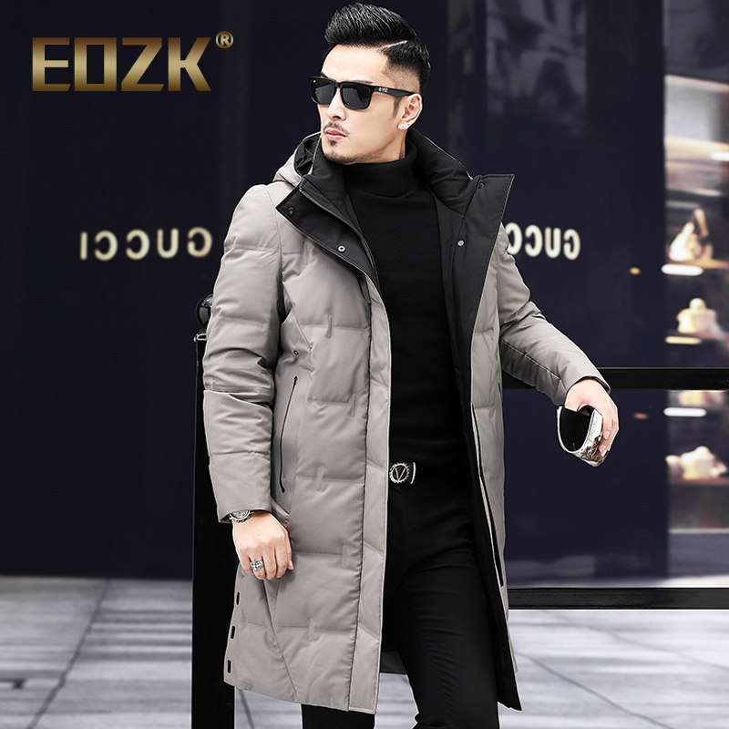 Eozk冬季羽绒服男中长款2025年新款大码休闲中年韩版潮流男士外套