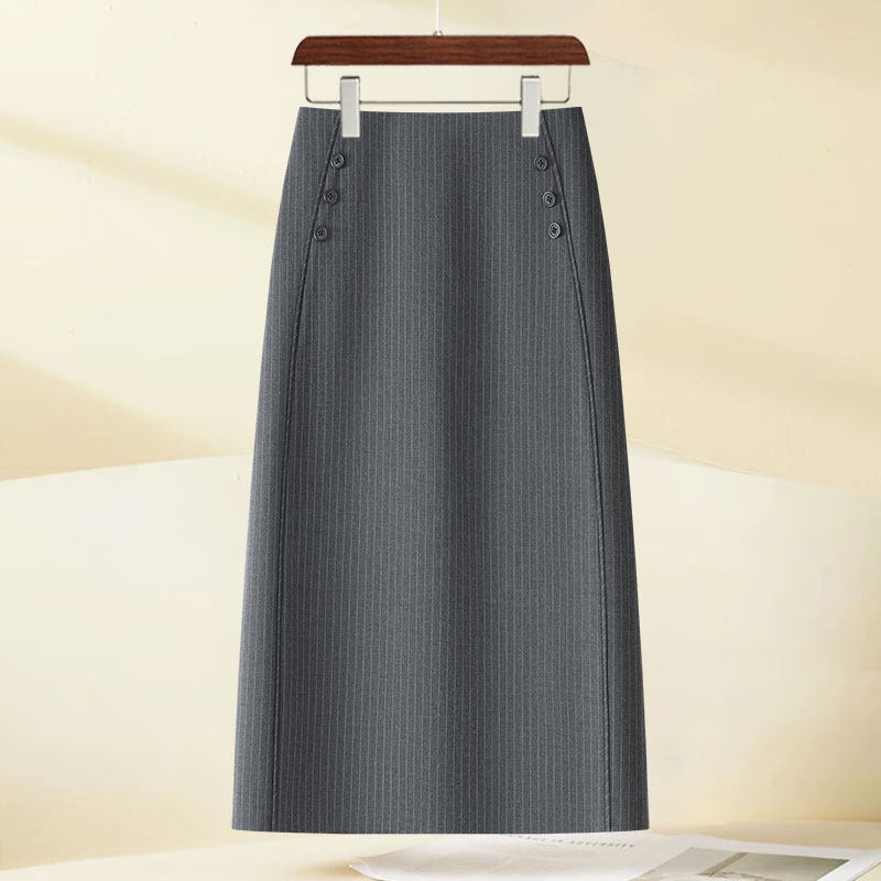 条纹西装半身裙女春季高腰显瘦包臀裙通勤职业中场开叉OL灰色半裙,女装/女士精品,半身裙,淘宝优惠券,粉丝福利购,淘宝优惠卷