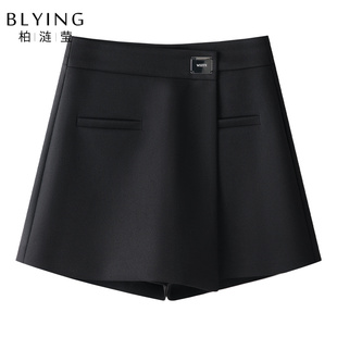 黑色西装半身裙女2025新款秋季高腰a字包臀裙显瘦假两件短裙裤裙