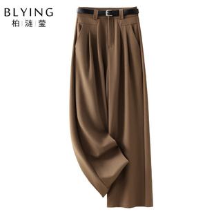 显瘦垂感直筒拖地裤 卡其色休闲裤 高腰宽松阔腿裤 春季 子 女2026新款