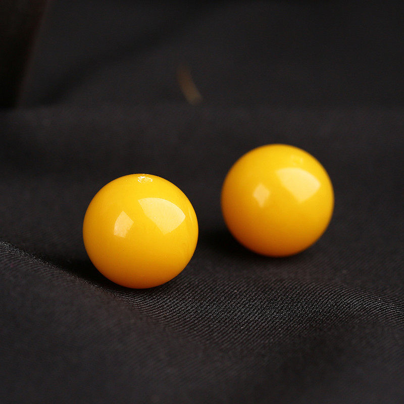 天然琥珀蜜蜡鸡油黄圆珠散珠弟子珠多宝手串金刚星月菩提文玩配饰