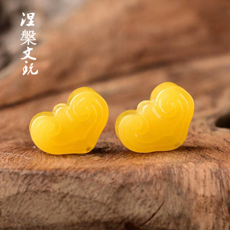 蜜蜡背云手串吊坠原石配珠手链天然琥珀蜜蜡小配饰小配件爱心如意