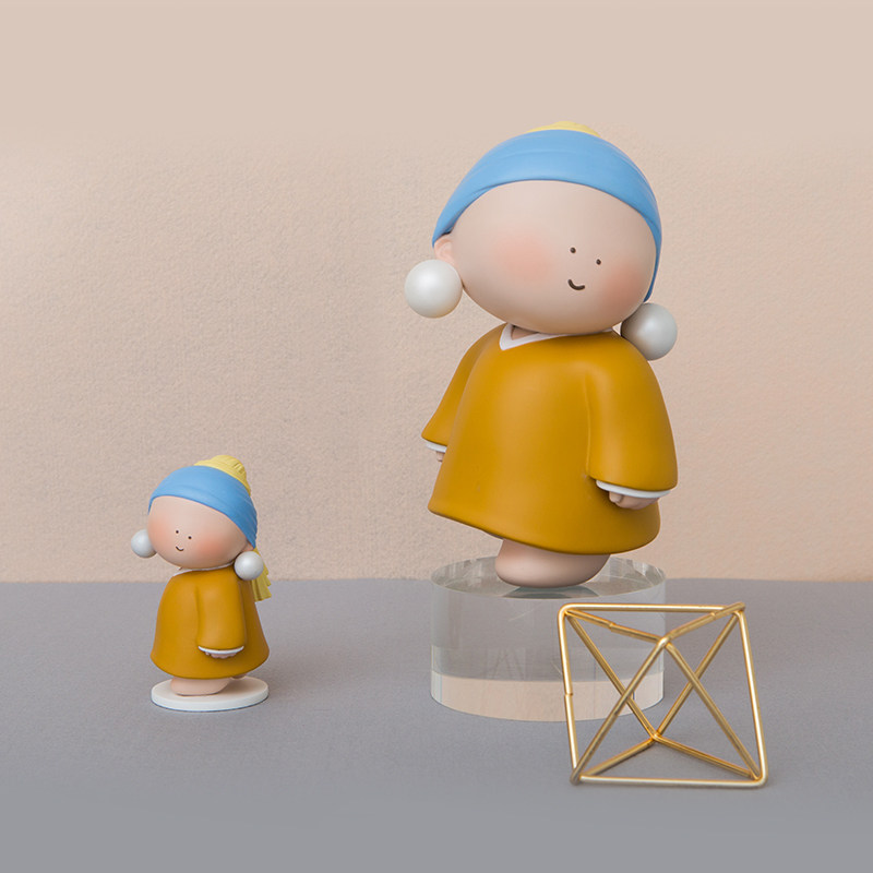 大艺术家戴珍珠耳环少女办公桌装饰摆件艺术品手办送女孩生日礼物