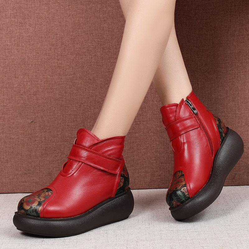 新款秋冬季中老年厚底妈妈松糕鞋