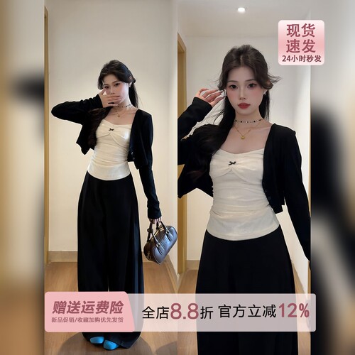 miu系蝴蝶结蕾丝花边吊带背心女夏季内搭辣妹外穿性感抹胸bm上衣