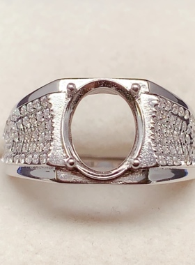 男戒指空托镶嵌8*10mm宝石