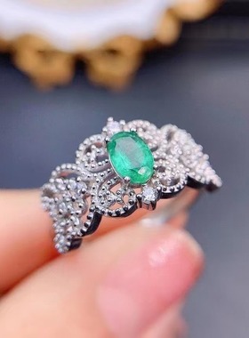 S925纯银戒指空托活圈蕾丝设计款