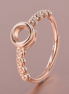 S925银戒指空托镶嵌圆5*5mm活圈