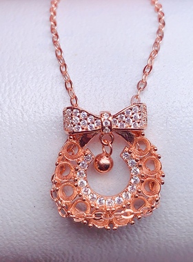 轻奢甜美3*3mm圆形吊坠空托