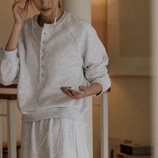 运动两件套装 欧美休闲百搭卫衣套装 女秋冬加绒套头上衣束脚长裤