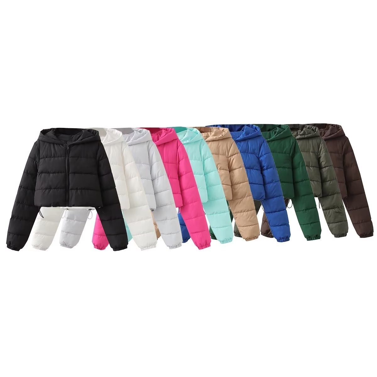 秋冬新品欧美跨境女装都市休闲短款连帽棉服外套女