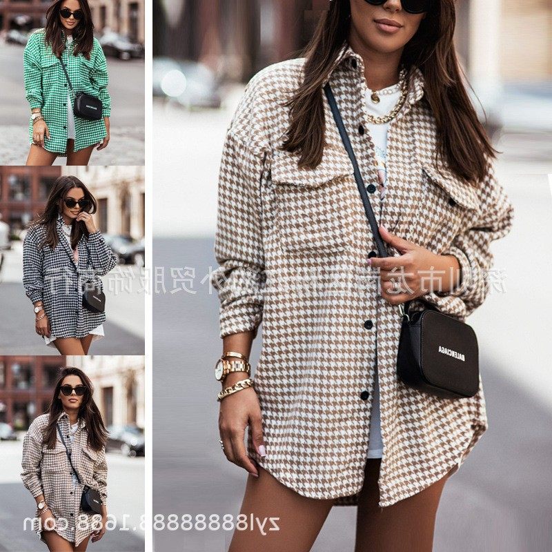 欧美爆款年亚马逊冬季新款女装时尚千鸟格磨毛呢衬衣外套,个性定制/设计服务/DIY,连衣裙加工定制,淘宝优惠券,粉丝福利购,淘宝优惠卷