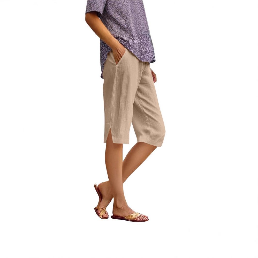 欧美亚马逊跨境新款女装休闲宽松口袋棉麻松紧休闲裤五分短裤,个性定制/设计服务/DIY,连衣裙加工定制,淘宝优惠券,粉丝福利购,淘宝优惠卷