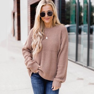 女装 速卖通亚马逊甜美套头毛衣宽松大码 欧美外贸女针织衫 新款