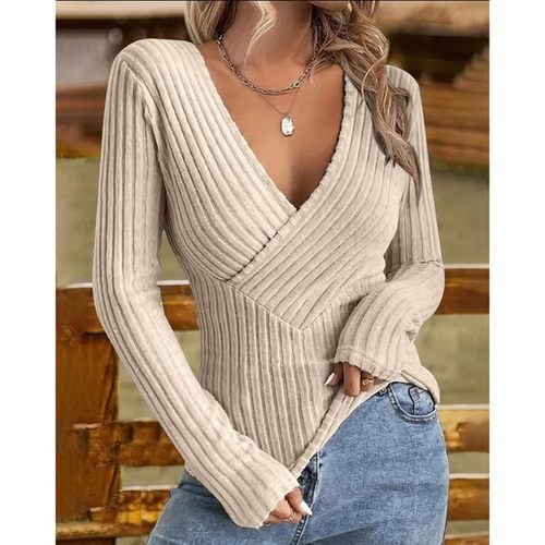 亚马逊欧美新款秋季知性风气质套头字领修身型长袖打底衫女