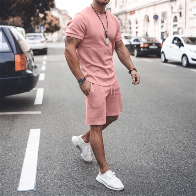 2021 short-sleeved shorts two-piece sports casual men's