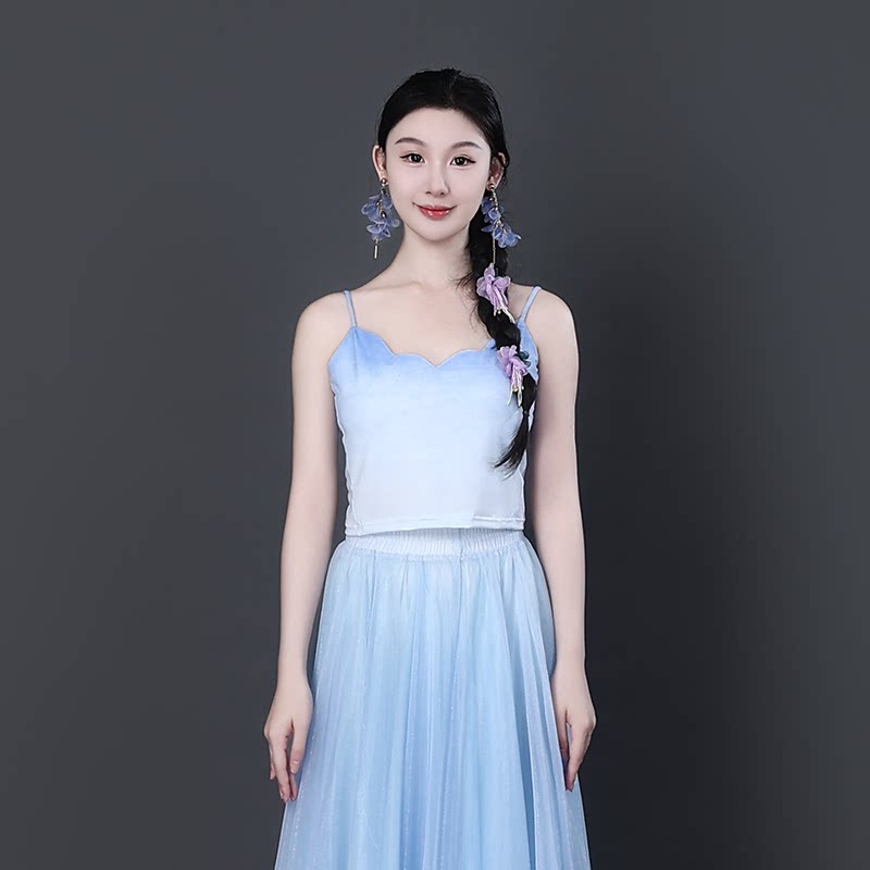 海与天挂脖吊带古典现代舞蹈练功服可拆卸胸垫舞蹈抹胸