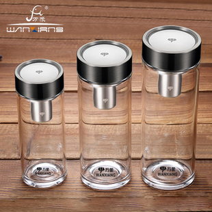 万象玻璃杯加厚单层男士泡茶杯高档女士水杯有滤网大容量杯子耐热