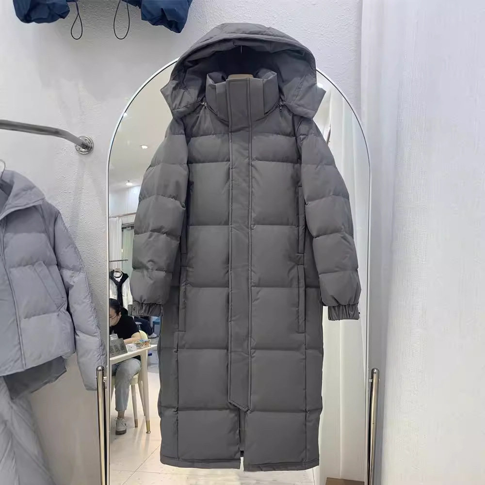 秋冬韩版加厚宽松大码羽绒服女过膝长款连帽保暖外套男女情侣中戏