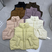 马甲背心立领保暖冬装 秋冬时尚 羽绒服女短款 坎肩外套泡芙设计潮