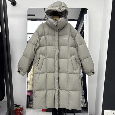 秋冬韩版宽松连帽羽绒服女中长款加厚保暖字母面包服外套