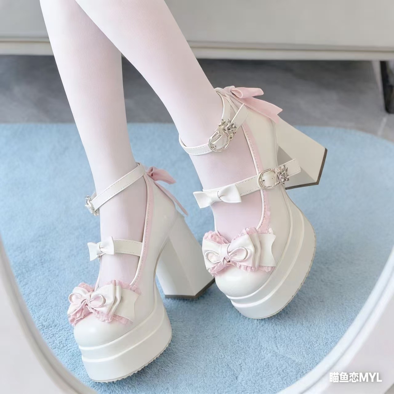 少女Lolita多巴胺蝴蝶结蕾丝甜美网红少女洛丽塔粗跟防水台单鞋,模玩/动漫/周边/娃圈三坑/桌游,lolita洛丽塔鞋类,淘宝优惠券,粉丝福利购,淘宝优惠卷