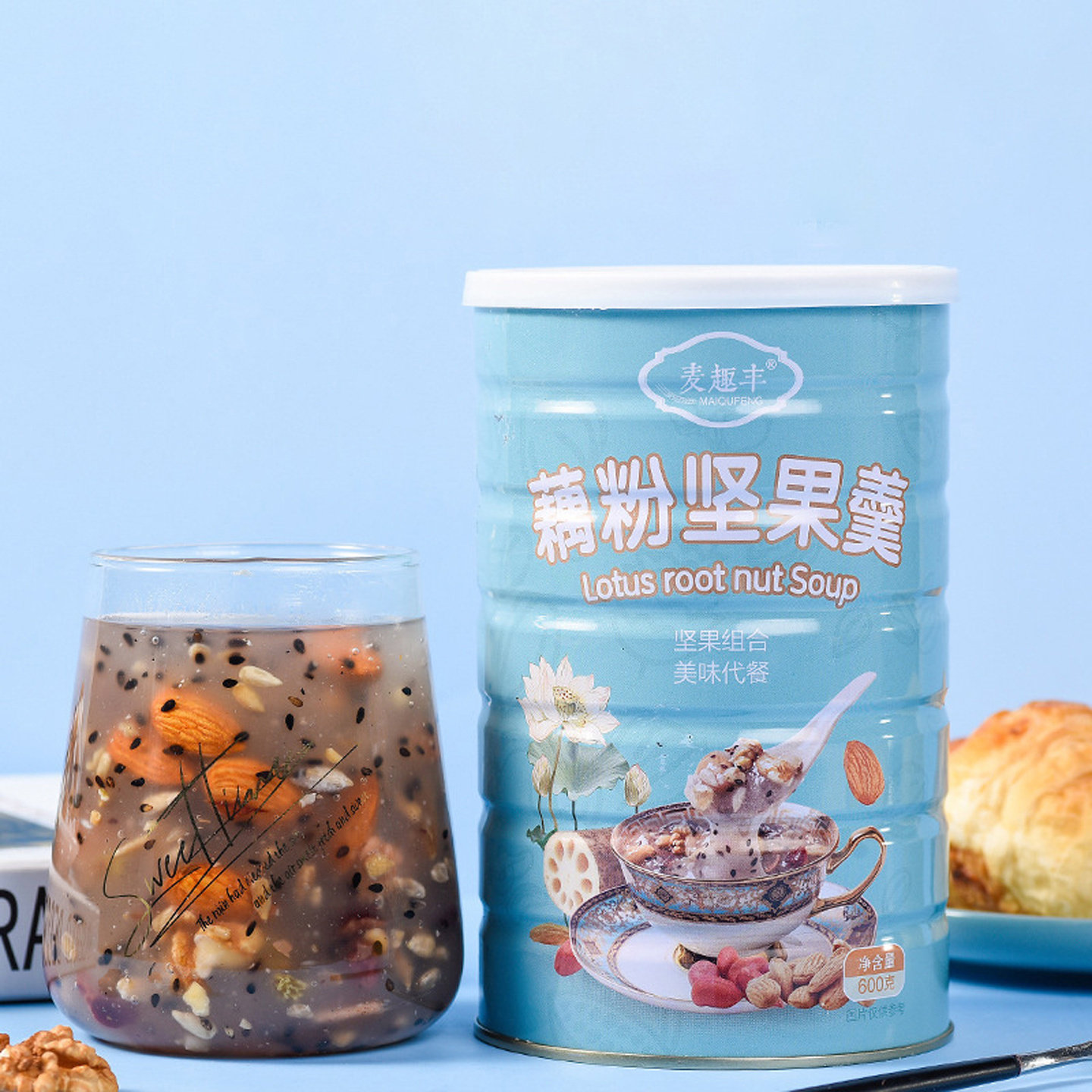 坚果藕粉羹麦趣丰水果藕粉早餐冲泡营养速食代餐饱腹营养代餐600g