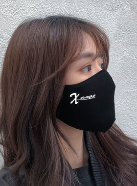 口罩黑色冬季男潮款纯棉可水洗2024年防寒保暖个性印花时尚版防尘