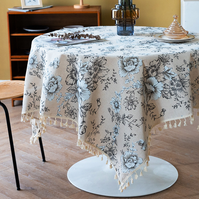 法式复古碎花花朵餐桌布拍照背景布小清新台布美式轻奢风高级感布