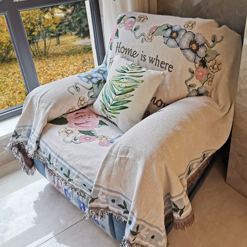 美式单人沙发巾布全盖套罩功能椅沙发垫老虎椅网红花朵盖布毯子