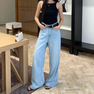 Limitless 夏季薄款莱赛尔天丝牛仔裤女高腰垂感宽松阔腿拖地裤