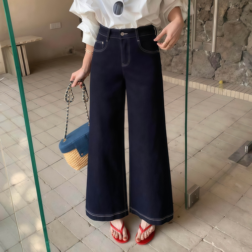 高腰阔腿牛子裤女垂感百搭直筒裤