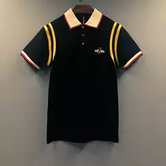 European and American Trendy Brand Embroidered Bee Loose Short-Sleeve Polo Shirt for Men and Women Couple Wear Summer