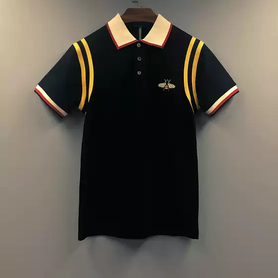 European and American Trendy Brand Embroidered Bee Loose Short-Sleeve Polo Shirt for Men and Women Couple Wear Summer