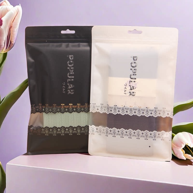 围巾包装袋文胸连裤袜袜子自封袋磨砂服装包装袋蕾丝塑料袋批发