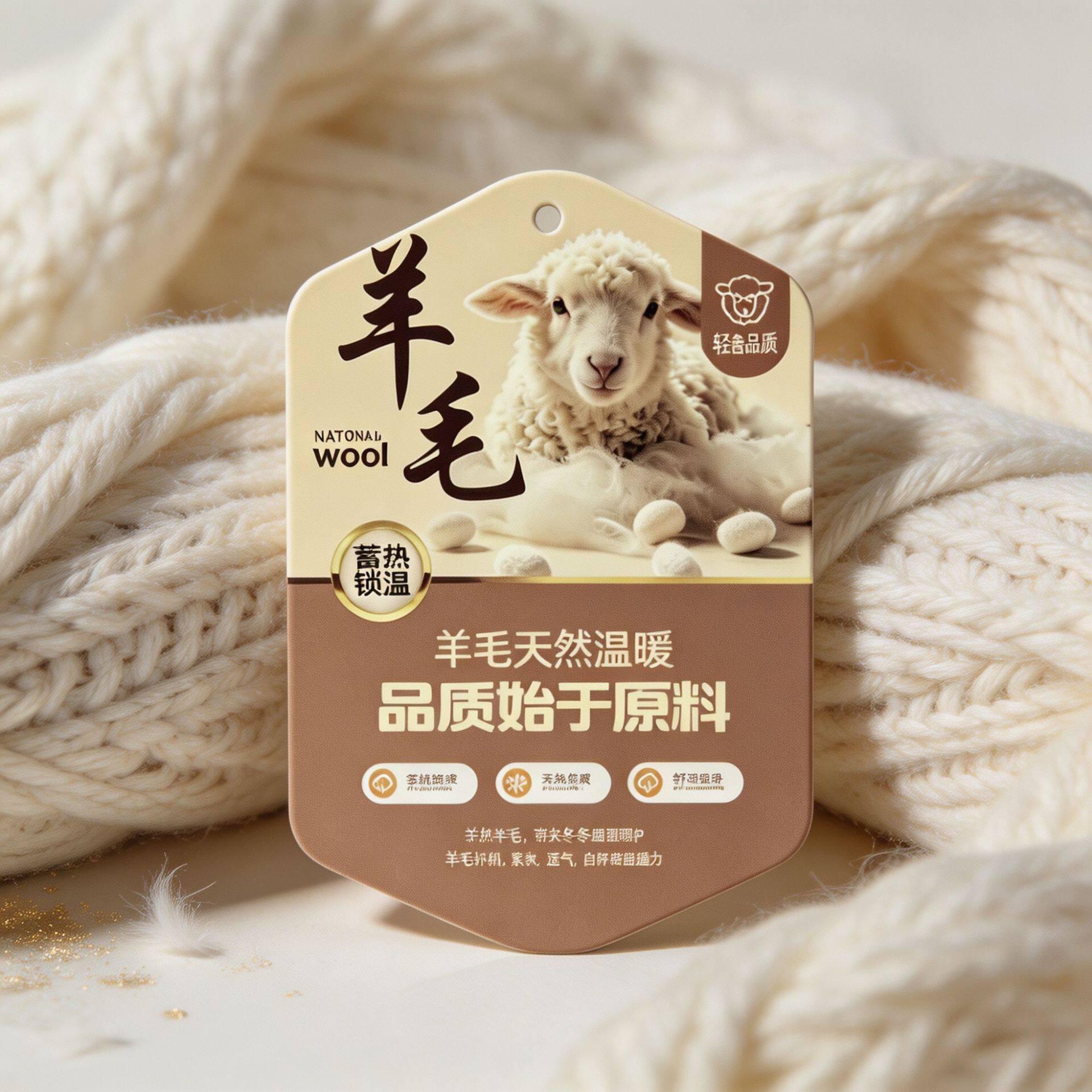 绿底羊毛主题吊牌 羊毛保暖内衣吊粒/吊牌